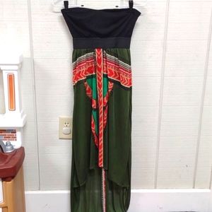 Fire Los Angeles Bohemian style high/low strapless dress